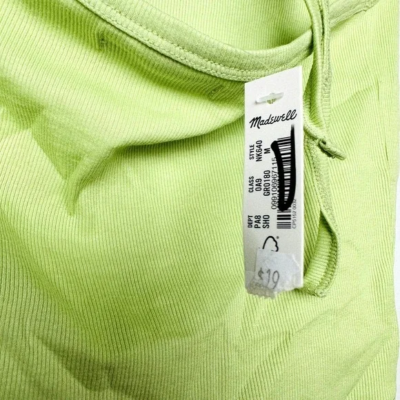 Madewell NWT Sweet Honeydew Brightside Rib Halter Tank Top Size Medium - Picture 8 of 9